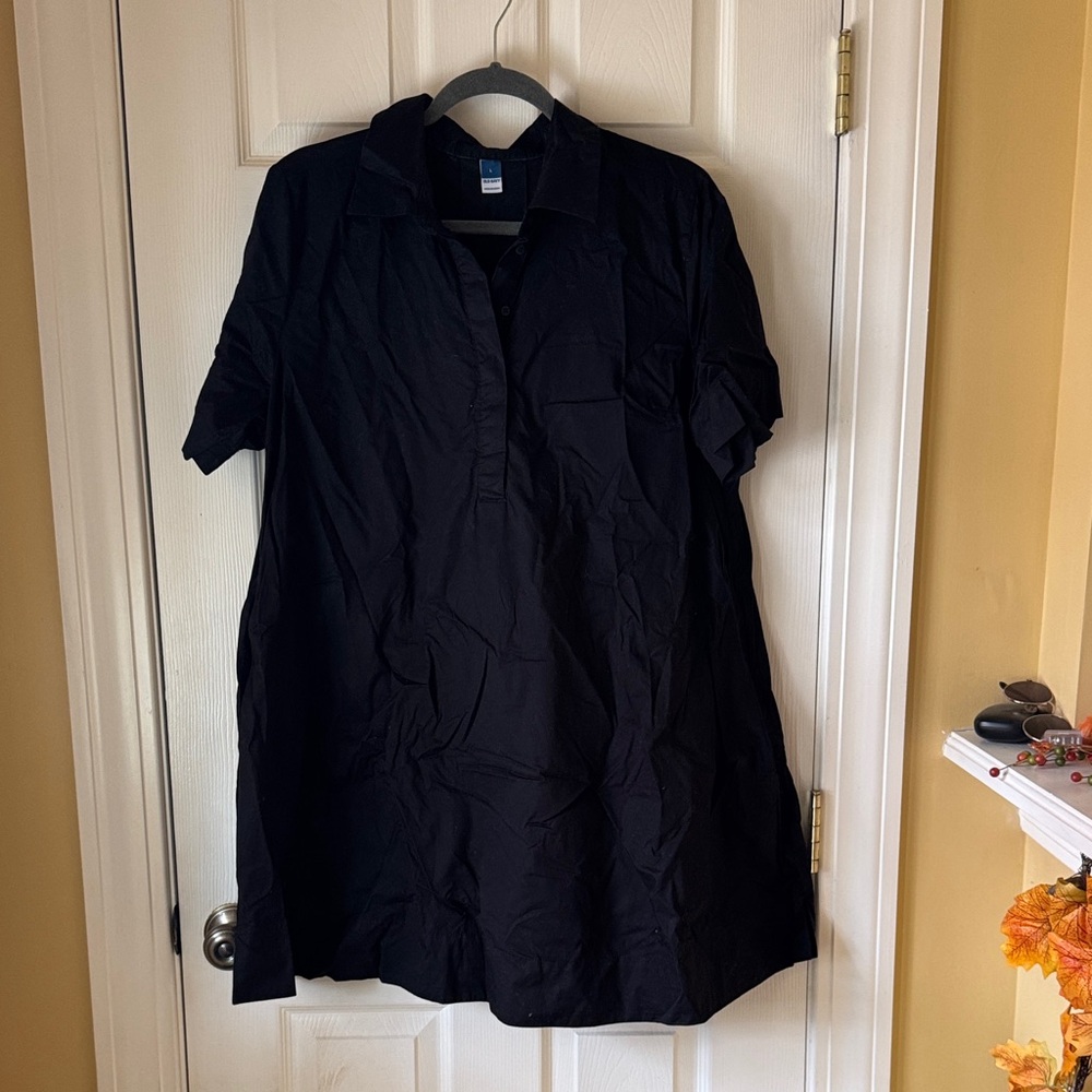 Old Navy Black Button-Up Shirt Dress